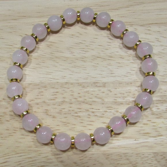 Natural Rose Quartz Gemstone Bracelet - Picture 3 of 4